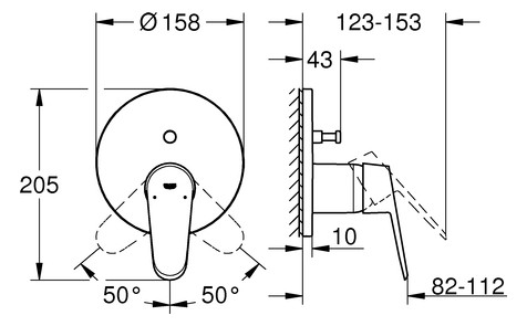 GROHE Fertigmontageset Eurodisc Cosmopolitan UP-Wannenarmatur, chrom