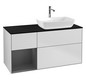 V&B Waschtisch-Unterschrank Finion 120cm, Abdeckplatte black matt, Regal Anthracite matt lacquer, White matt lacquer