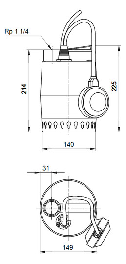 Grundfos Kellerentwässerungspumpe UNILIFT KP250-A1, Rp 1 1/4 IG, 230 V, 10 m