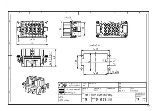 HART Buchseneinsatz 18 pol.  09320183101 