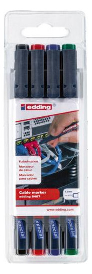 edding-Kabelmarker-Set - schwarz, rot, blau, grün