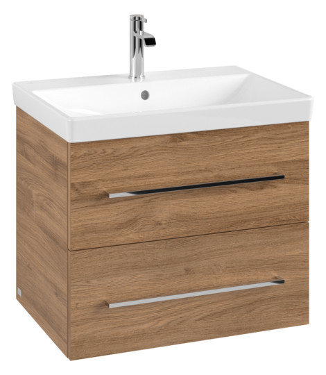 V&B Waschtisch-Unterschrank Avento 63x51,4x48,4cm, 2 Auszüge, wandhängend, Griff Chrome Glanz, Kansas Oak