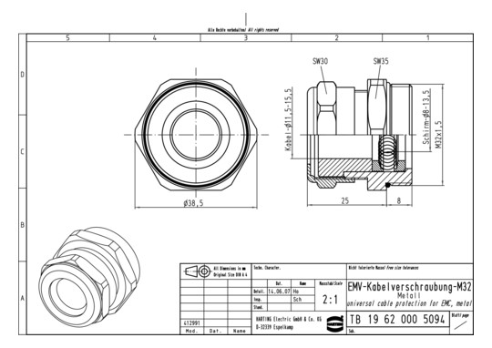 HART UNI HF Dichtverschr. M3 19620005094 