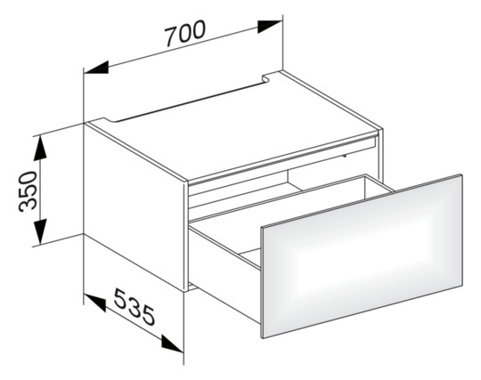 KEUCO Unterschrank Edition 11 70x35x53,5cm, 1 Frontauszug, Beleuchtung, Weiß, Glas Weiß satiniert