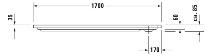 Duravit Rechteck-Duschwanne D-Code 170 x 70 x 8,5 cm, Antislip, weiß
