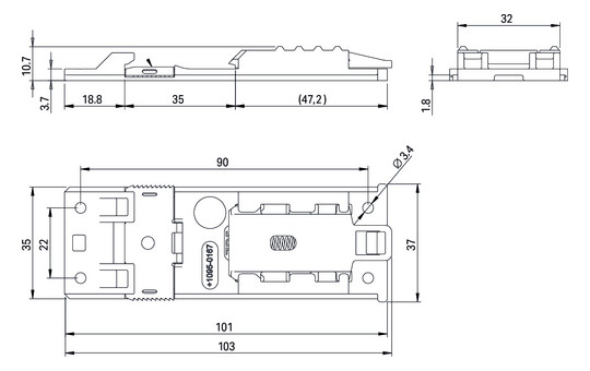Hutschienenadapter TS35 ger Metall