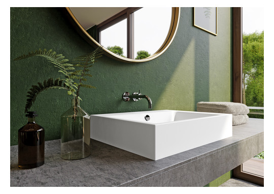 Kaldewei Aufsatz-Waschtisch PURO 3158, 90 x 46 cm, cool grey 70, mit Überlauf, 3 Hahnlöcher