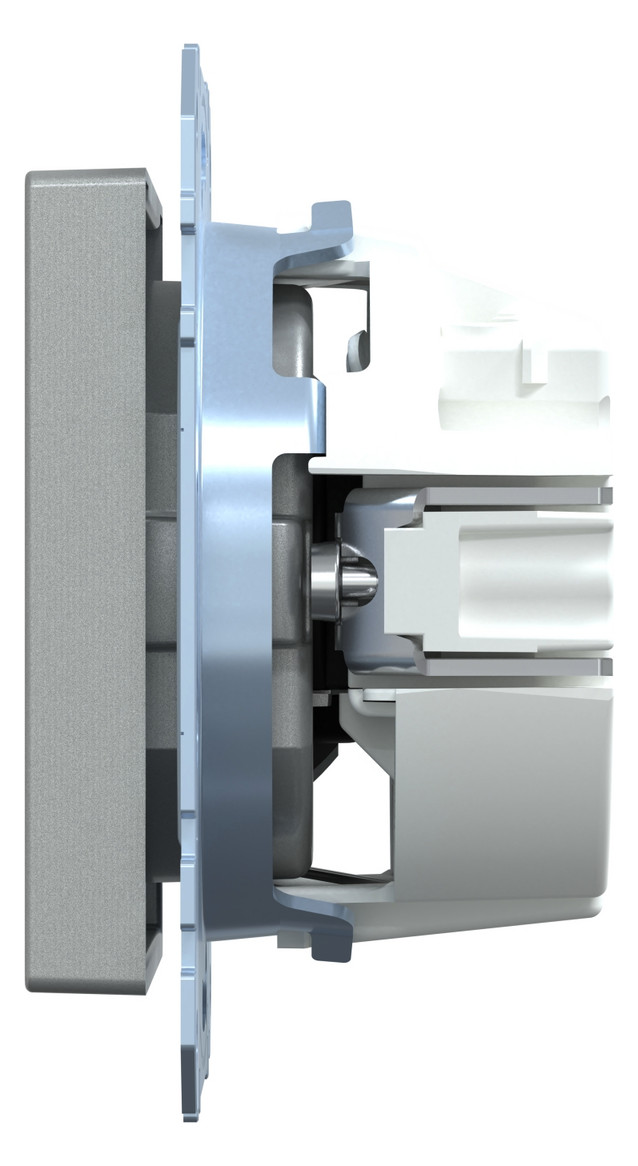 Steckdose 1f alu mt System M UP m.BS IP20 Mit erhöhtem Berührungsschutz