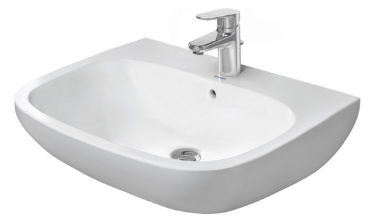 Duravit Waschtisch D-Code 65 x 50 cm, mit Hahnloch, Überlauf, Hahnlochbank, weiß