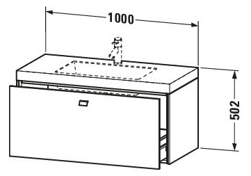 Duravit Waschtischunterschrankset Brioso 100 x 48 cm, chrom/Eiche schwarz, 1 Hahnloch