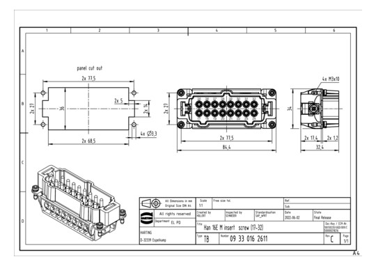 HART Steckereinsatz 16-polig 09330162611 