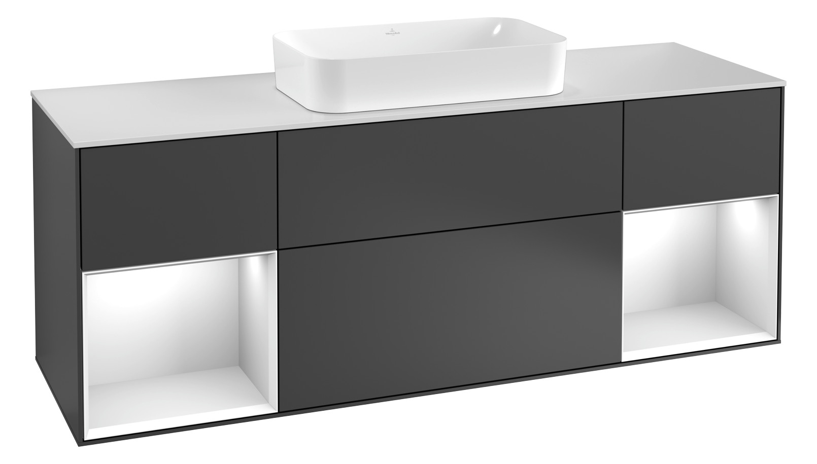 V&B Waschtisch-Unterschrank Abdeckplatte white matt Finion 160x60,3cm, Regal White matt lacquer, White matt lacquer