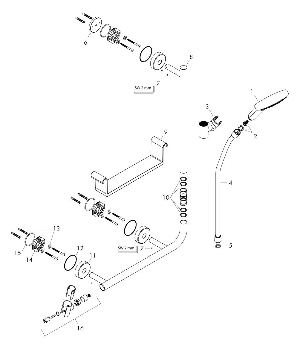 hansgrohe Brauseset Raindance Select S 3jet, Brausestange 1100mm, rechts, chrom