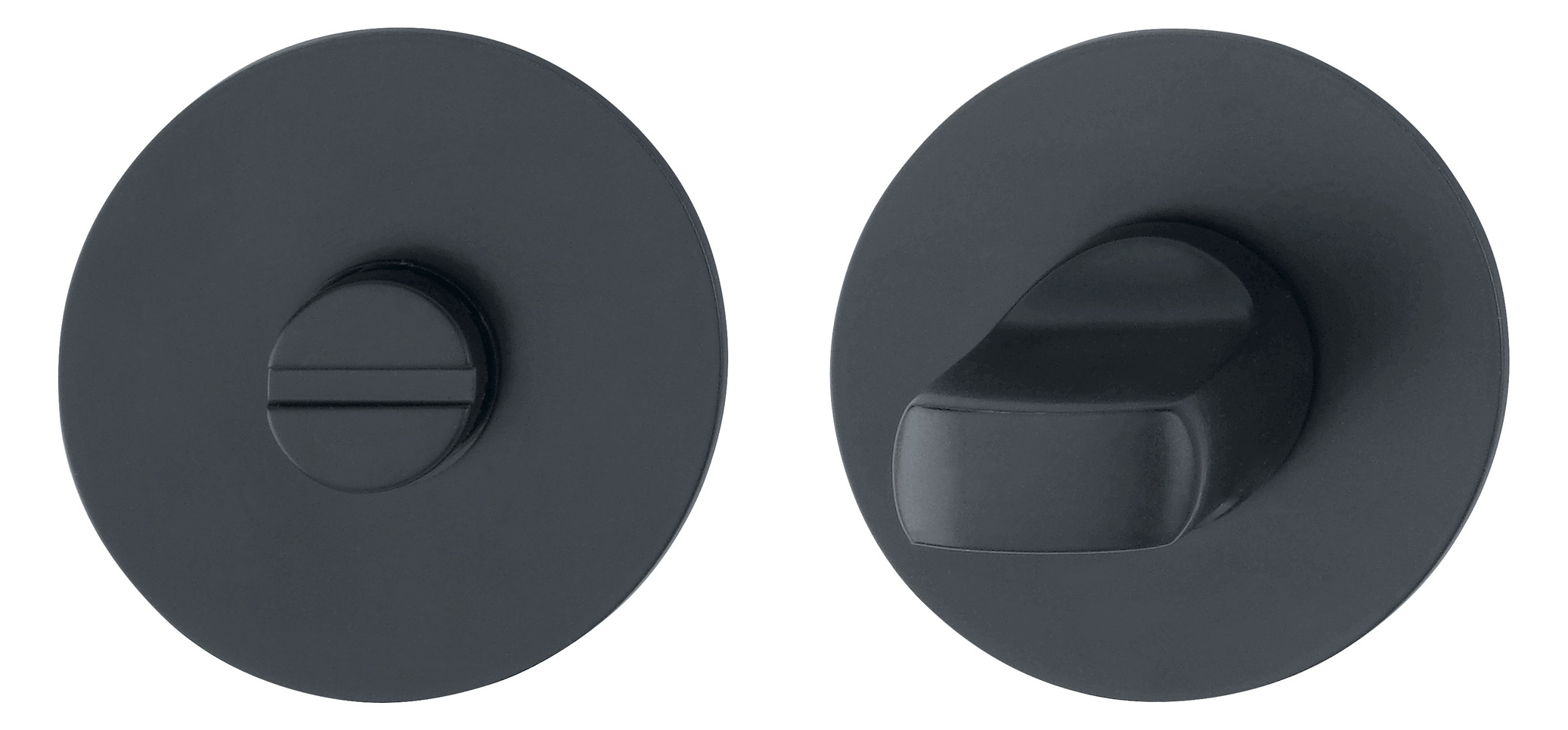 Bild HOPPE Schlüsselrosettenpaar E849NS, außen/innen, rund, mit Stütznocken, WC Schlitzkopf, 2mm, Türstärke min. 37mm, Türstärke maximal 45mm, schwarz matt-0