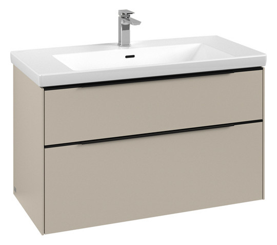 V&B Waschtisch-Unterschrank Subway 3.0 97,3x57,6x47,8cm, mit LED/Griff Volcano black, cashmere grey