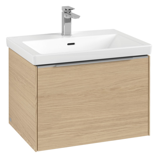 V&B Waschtisch-Unterschrank Subway 3.0 62,2x42,9x47,8cm, ohne LED/Griff Aluminium glänzend, nordic oak