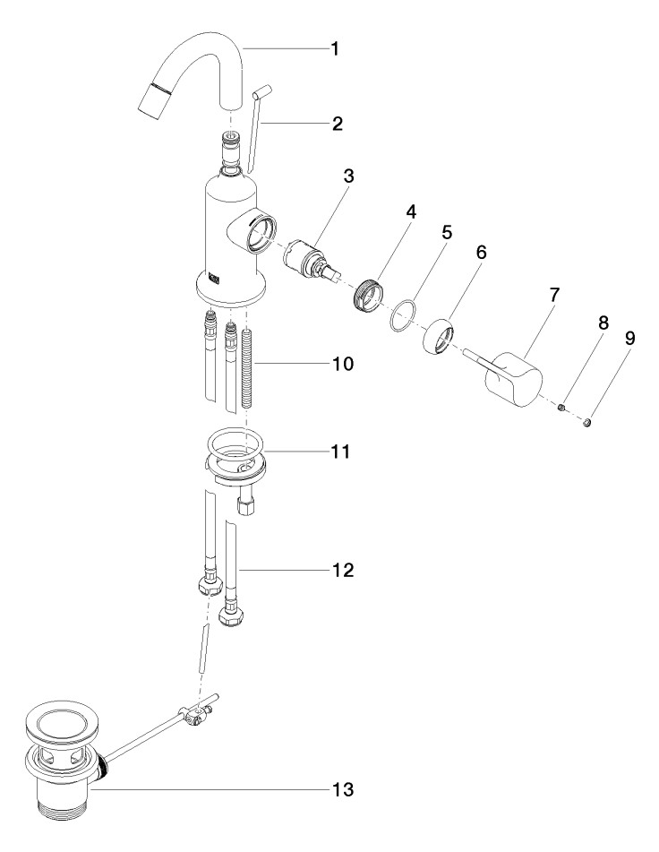 Dornbracht Bidet-Einhandmischer VAIA mit Ablaufgarnitur, Messing gebürstet