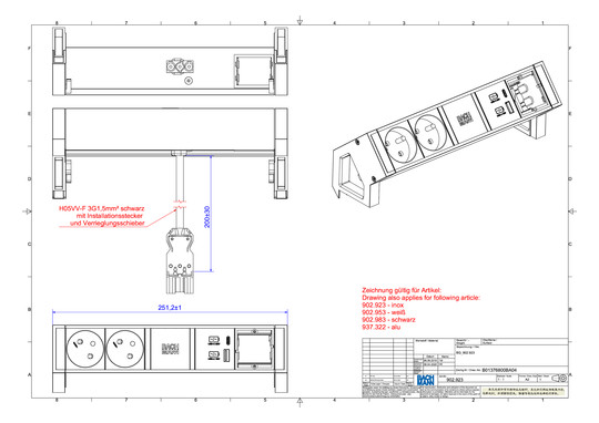 Bachmann DESK2 2xUTE 1xUSB A&C   902.923 