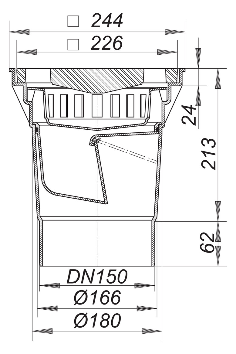 Dallmer Hof-/Parkdeckablauf 606.0 DN 150, Gussrost, Belastungsklasse A
