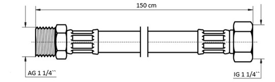 NEOFLEX DT Panzerschlauch DN 32 AG x IG, 1 1/4" X 1 1/4", 150 CM