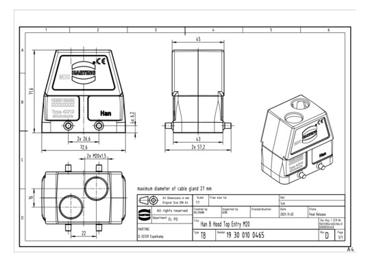 HART Tüllengehäuse HAN 10B   19300100465 
