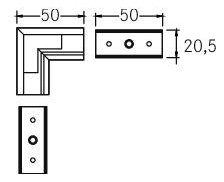 Kupplung/Verbinder L alu L50mm B50mm H20,5mm Kupplung/Verbinder L alu L50mm B50mm H20,5mm