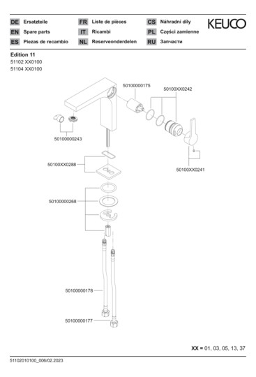 KEUCO Waschtisch-Einhebelmischer 110 Edition 11 Ausladung 136mm, ohne Ablaufgarnitur, verchromt