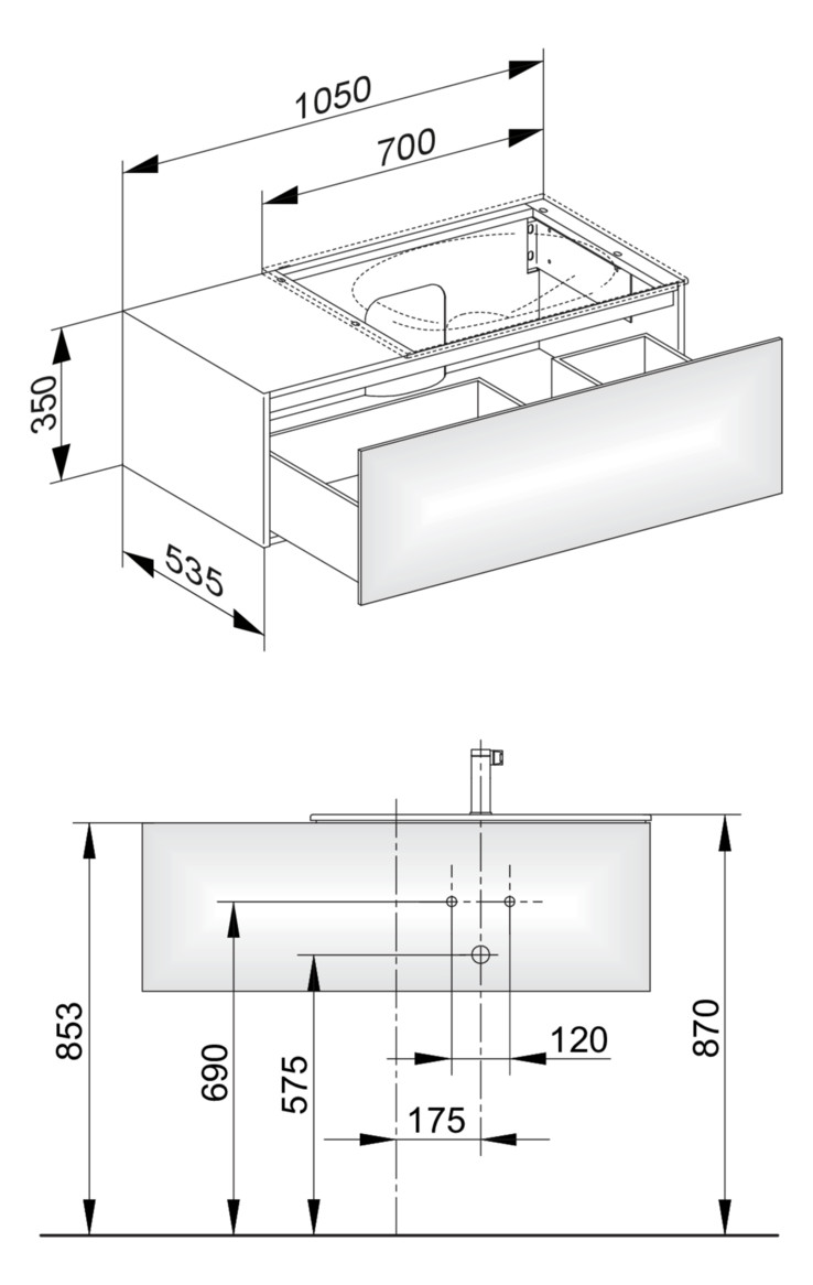 KEUCO Waschtischunterschrank Edition 11 105x35x53,5cm, 1 Frontauszug, rechts, Furnier Eiche Hell