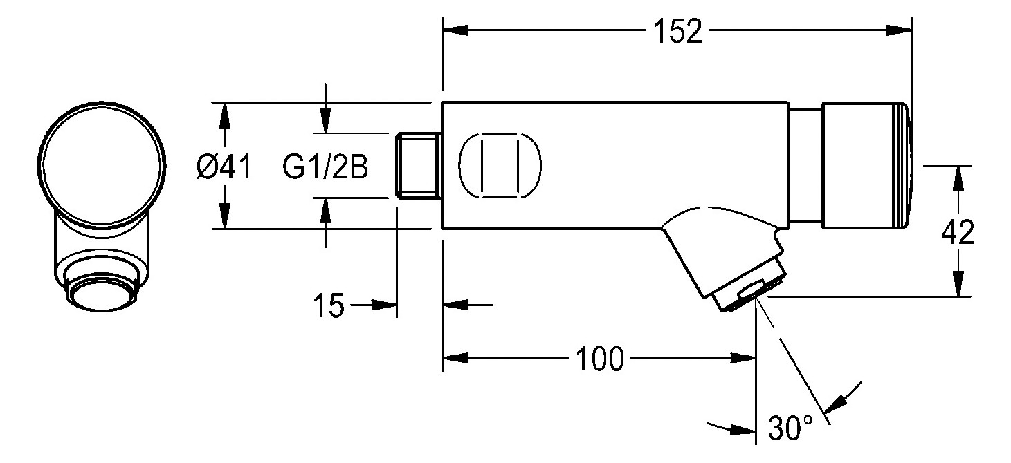 Aquarotter Selbstschluss-Wandarmatur F3 S mit Antiblockiersystem, Messing poliert verchromt