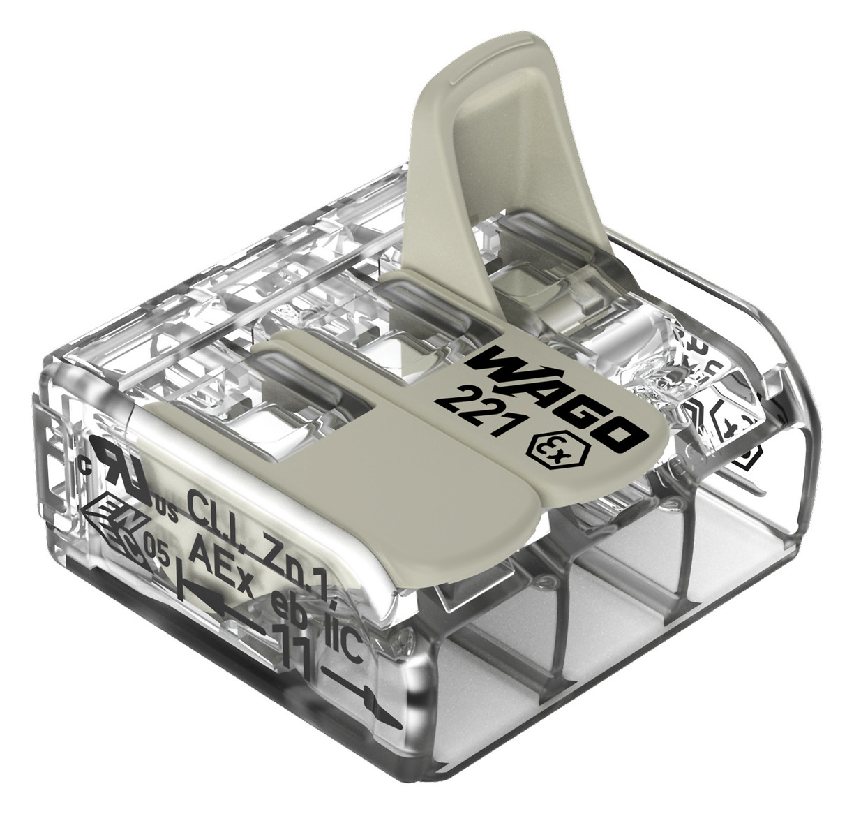 Steckklemme 3f 450V 32A Serie 221 0,14-4qmm m.BetätiHebel f.Massivleiter