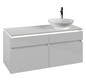 V&B Waschtischunterschrank Legato 120x55x50cm, Waschtisch rechts, mit LED-Beleuchtung, Glossy White