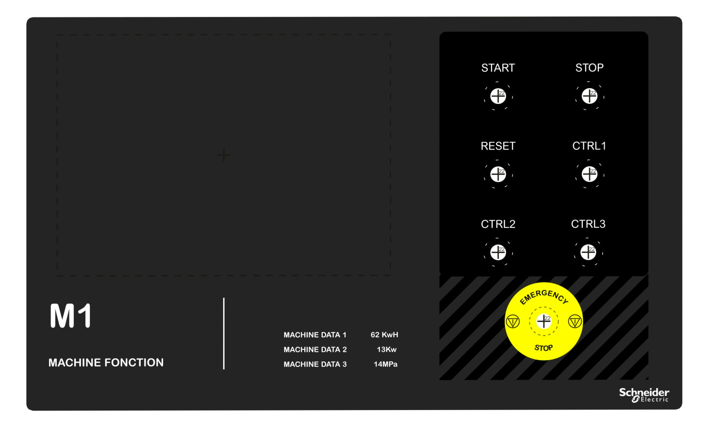 Bezeichnungsschild sw rechteck STOP START Bez.Schild 500x300mm