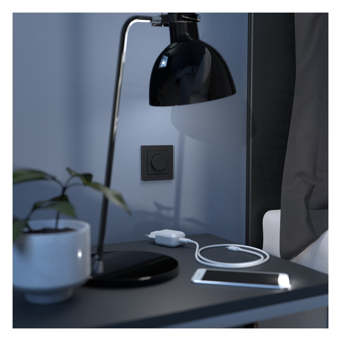 Zentralplatte Symbol Dimm sw mt