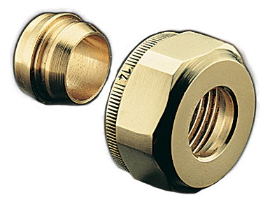 Oventrop Klemmringverschraubung Ofix CEP 15 mm, 2-fach, Messing vernickelt, für Kupferrohre