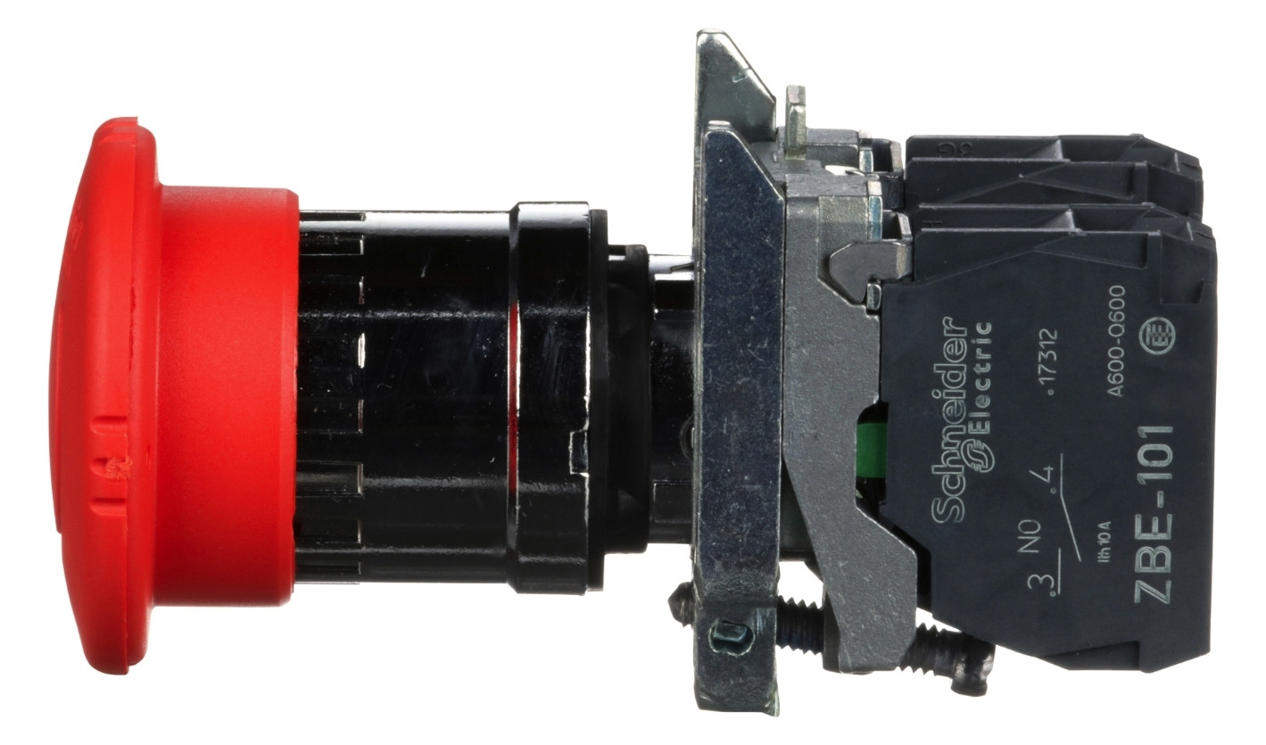 Not-Aus Taster EB IP66 Dreh 1S 1Ö Einb Ø22,5mm Schraub