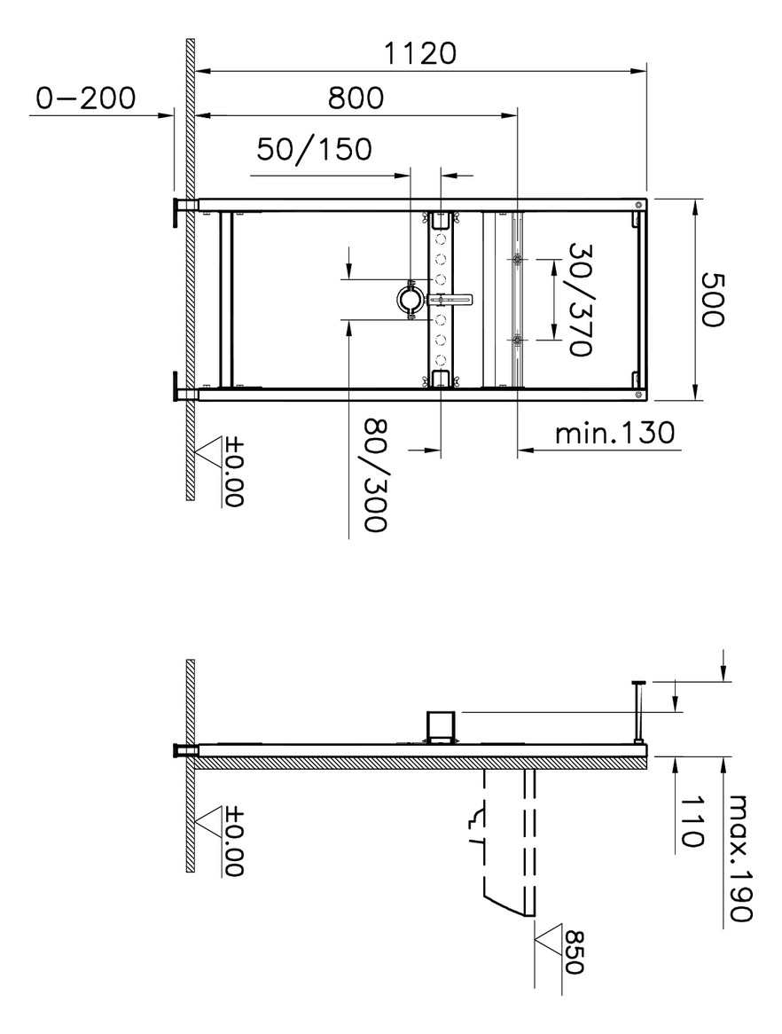 VitrA Bad Installationsrahmen V-Fix Easy 50x11-19x112cm, für Waschtische