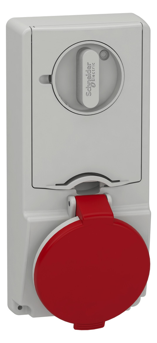 CEE-Schaltersteckdose 4p Acti9 32A IP44 400V/rt 6h Kst mech.Verrieg