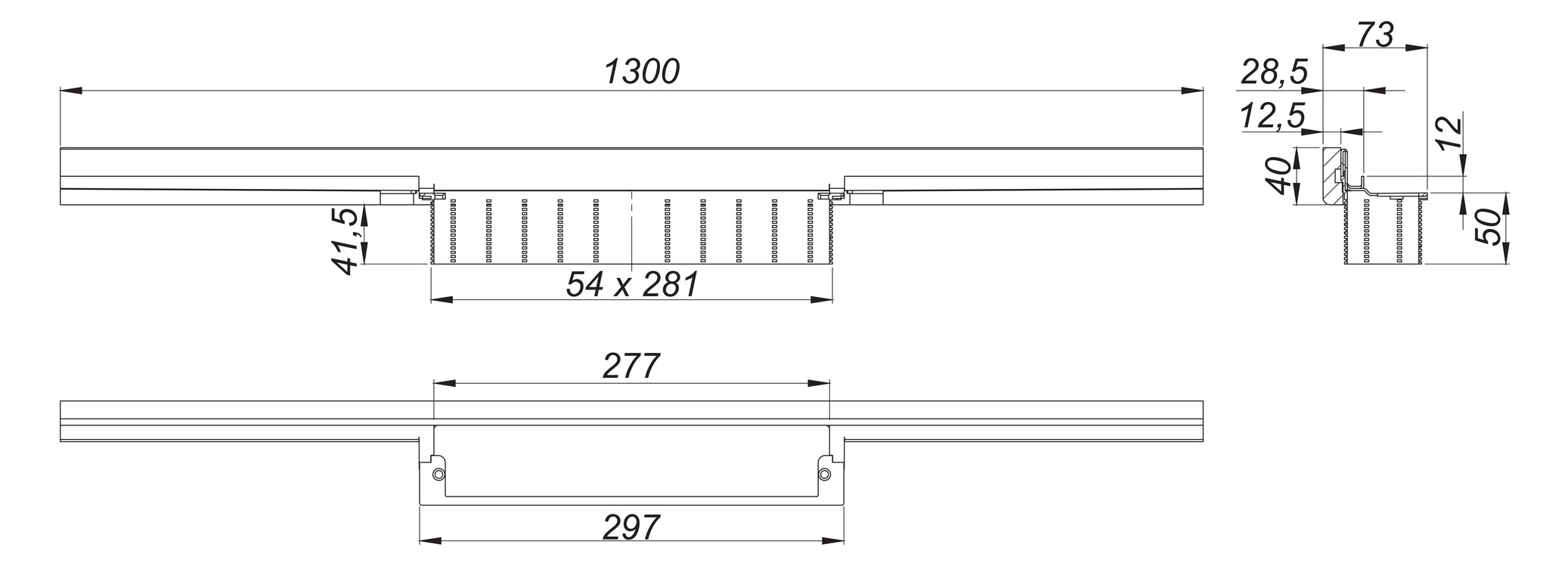 Dallmer Duschrinne CeraWall Individual N 1300 mm, Naturstein