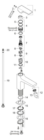hansgrohe Waschtisch-Einhebelmischer 100 Metropol mit Hebelgriff, Push-Open-Ablaufgarnitur, Ausladung 127mm, brushed bronze
