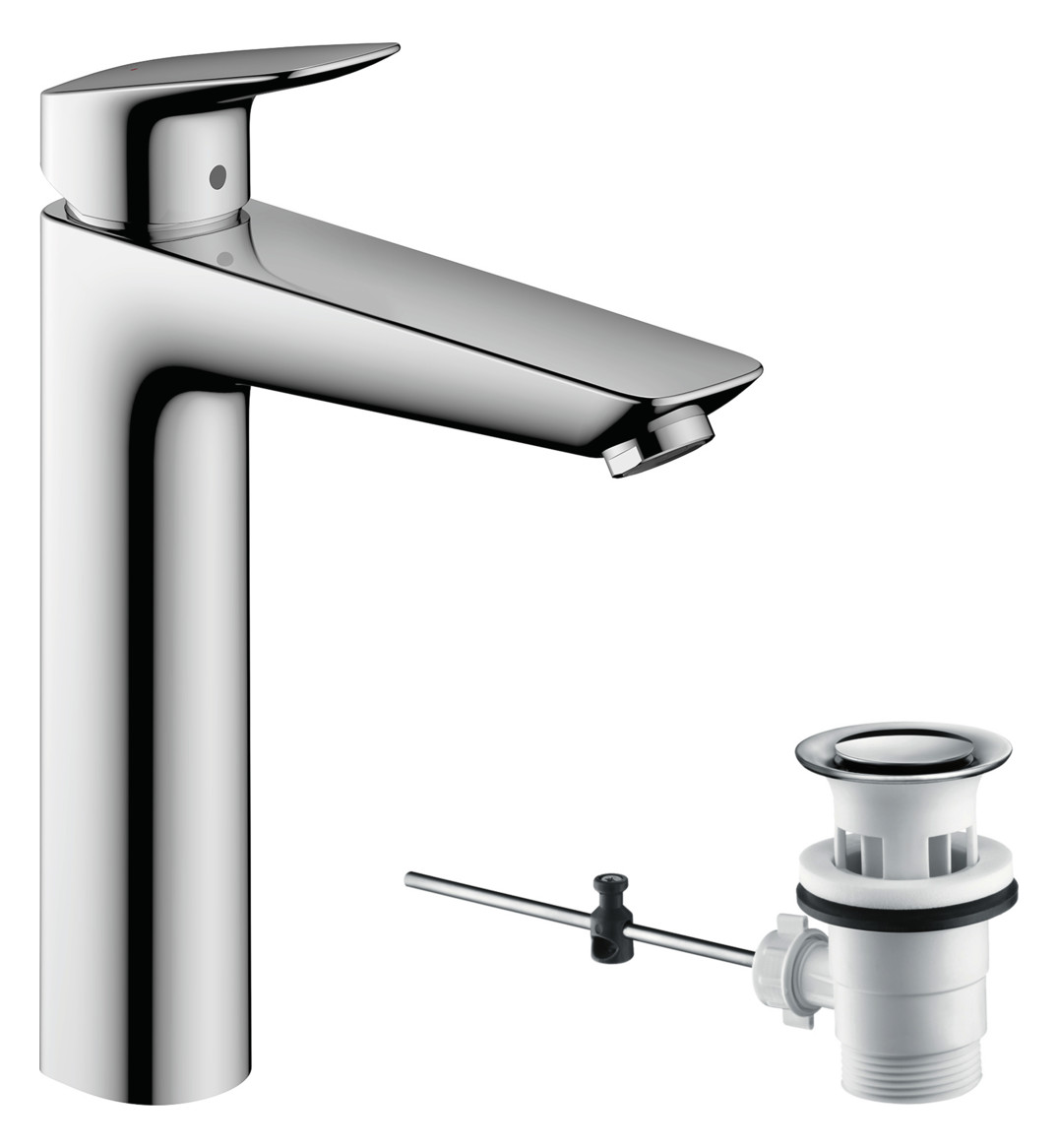 hansgrohe Waschtisch-Einhebelmischer 190 Logis mit Zugstangen-Ablaufgarnitur, chrom