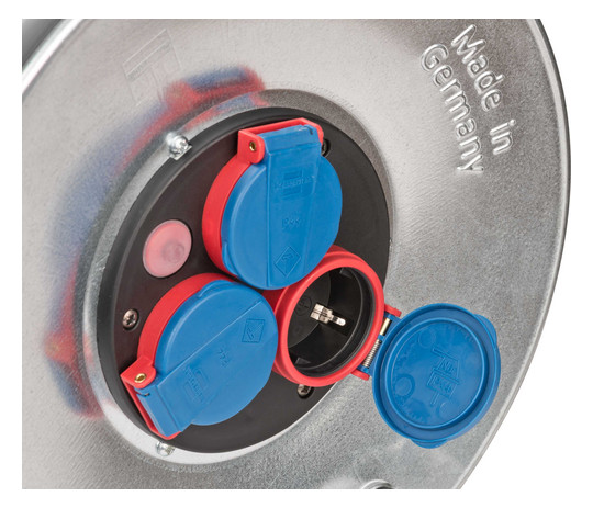 Kabeltrommel 50m H05RR-F 3x1,5mm IP44 3xSteckdosen m.Tragerahmen