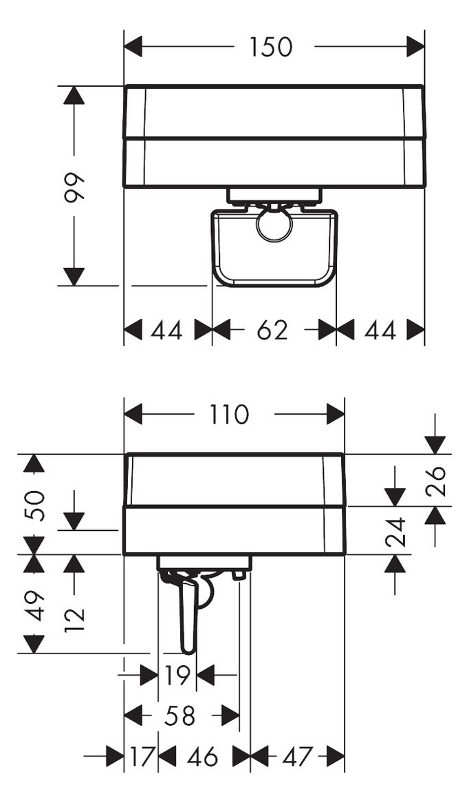 hansgrohe Lotionspender Axor universal mit Ablage, Glas, mattschwarz hansgrohe Lotionspender Axor universal mit Ablage, Glas, mattschwarz
