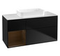 V&B Waschtisch-Unterschrank Finion 120x60,3x50,1cm, Regal links Walnut veneer, Black matt lacquer
