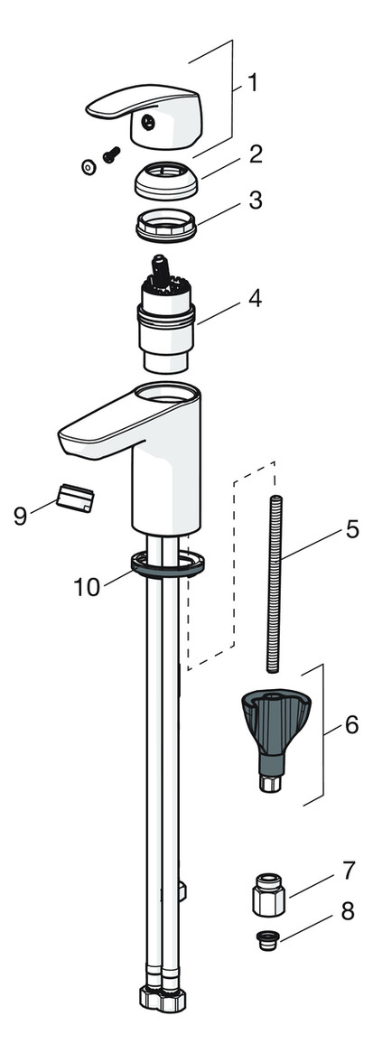 HANSA Waschtisch-Einhebelmischer HANSAPINTO ND, ohne Ablaufgarnitur, Ausladung 107 mm, chrom