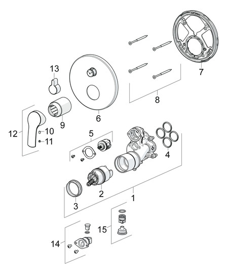HANSA Fertigmontageset HANSAPINTO UP-Wannen-Einhebelmischer, mit Sicherungseinrichtung, Rosette rund, chrom