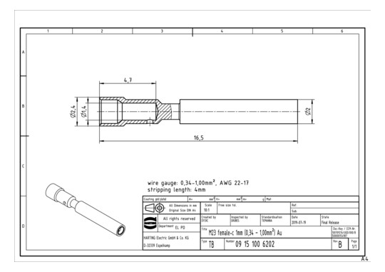 HART Han M23 Bu-c 1mm (0,34- 09151006202 