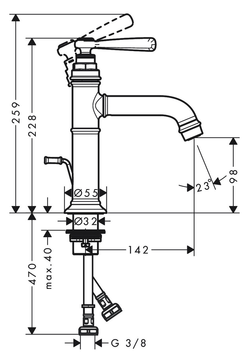 hansgrohe Waschtisch-Einhebelmischer 100 Axor Montreux Ausladung 142mm, mit Zugstangen-Ablaufgarnitur, brushed red gold