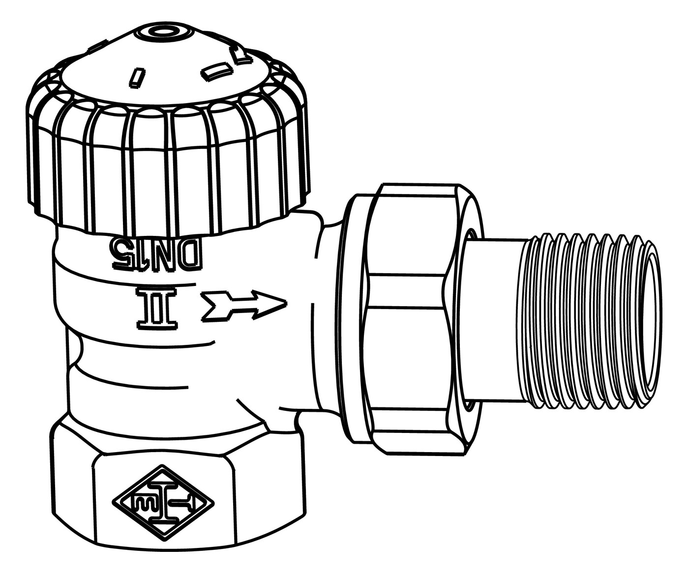 Heimeier Thermostat-Ventilunterteil V-exact II DN 15, Rp 1/2 x R 1/2, Eck
