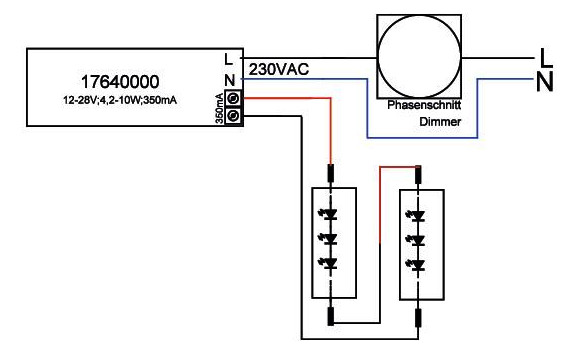 LED-Steuerung 4,2-10W 350mA 28,5V IP20 dim Dimmung Phasenabschnitt Kstgeh dyn