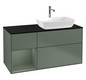 V&B Waschtisch-Unterschrank Finion 120cm, Abdeckplatte black matt, Regal Olive matt lacquer, Olive Matt Lacquer
